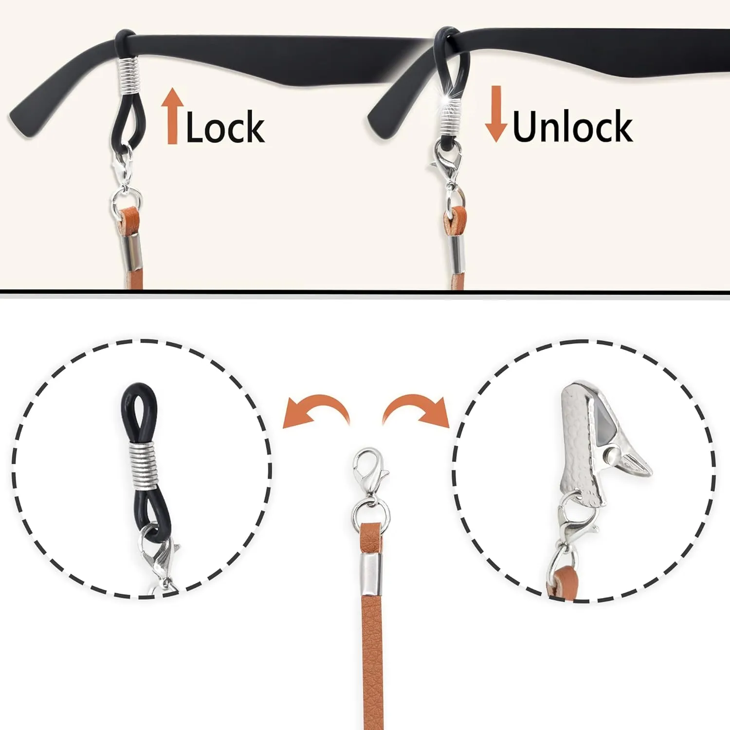 SIGONNA Eyeglasses Holder Strap Cord - PREMIUM ECO LEATHER Eyeglasses String Holder Chain Necklace - Glasses Cord Lanyard - Eyeglass Retainer
