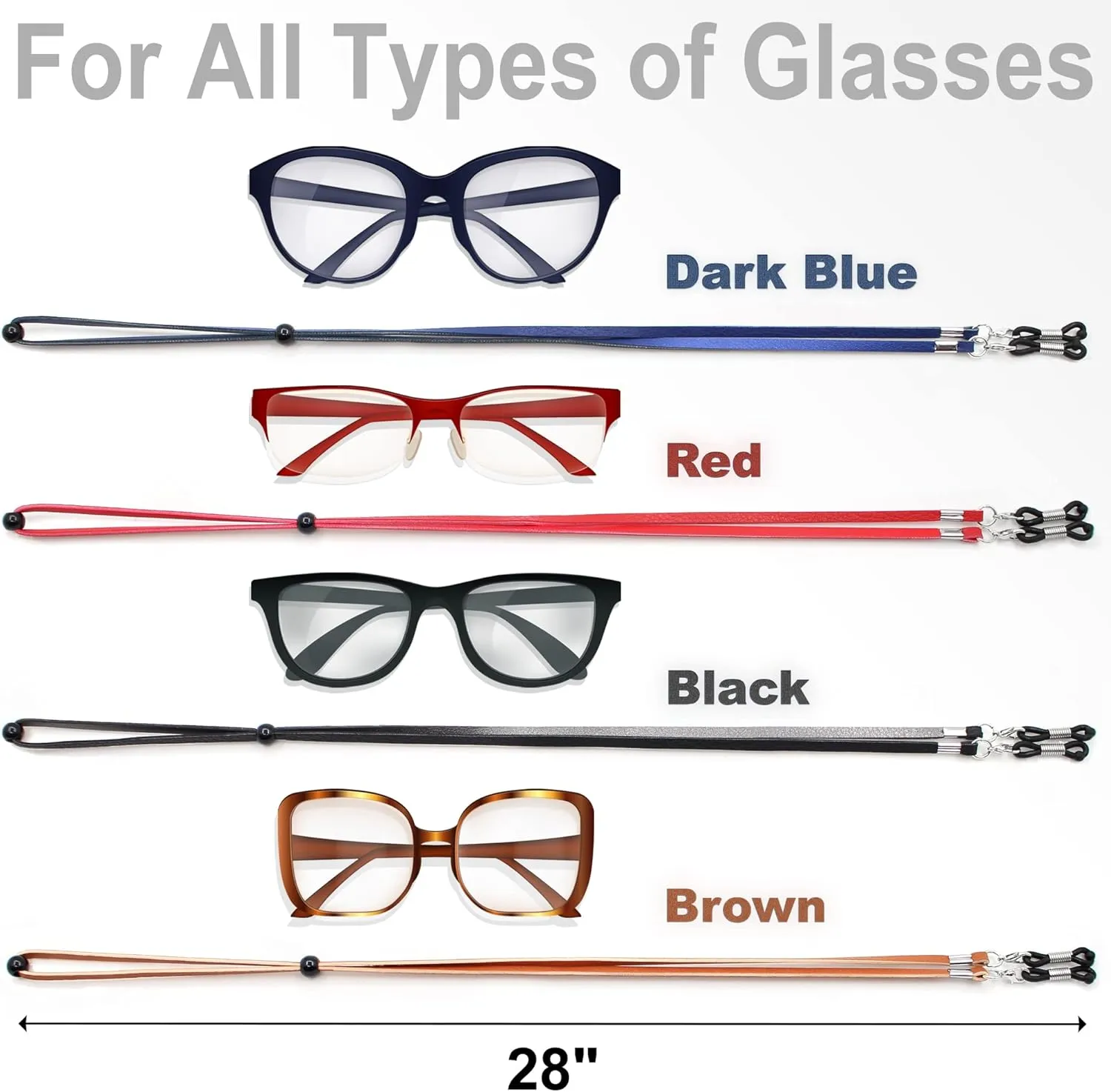 SIGONNA Eyeglasses Holder Strap Cord - PREMIUM ECO LEATHER Eyeglasses String Holder Chain Necklace - Glasses Cord Lanyard - Eyeglass Retainer