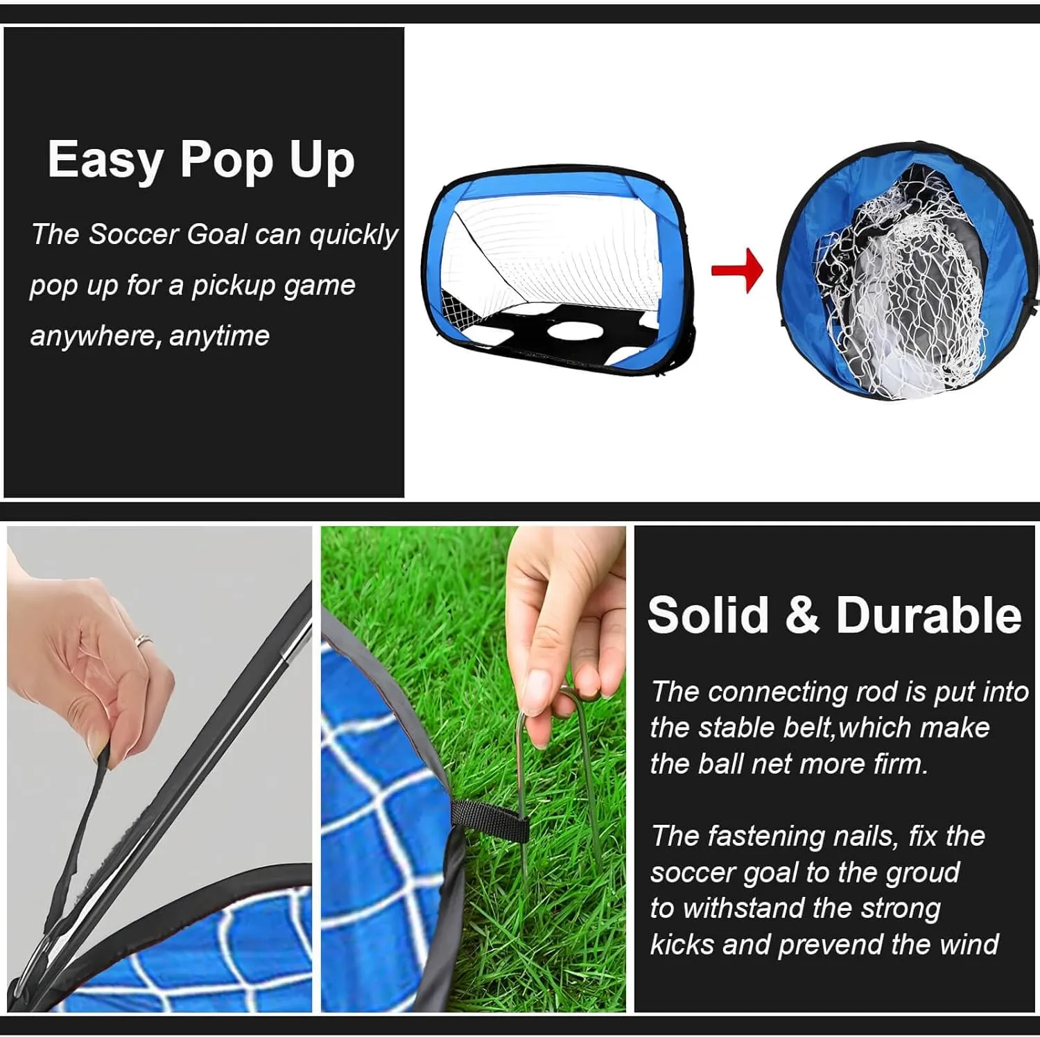 Soccer Goal for Backyard, 4'x3' Pop Up Soccer Goal, Football Target Practice for Young, Soccer Equipment with Portable Goal, Cones, Soccer Training Mat, Footstep Training