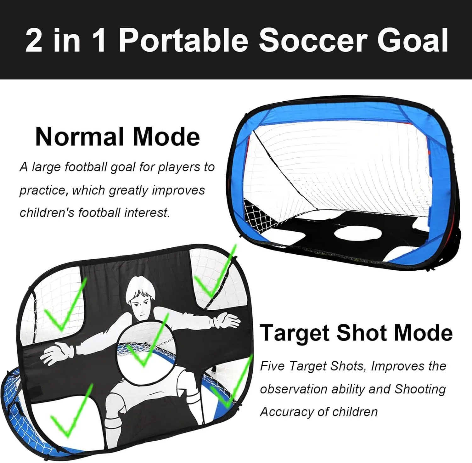 Soccer Goal for Backyard, 4'x3' Pop Up Soccer Goal, Football Target Practice for Young, Soccer Equipment with Portable Goal, Cones, Soccer Training Mat, Footstep Training