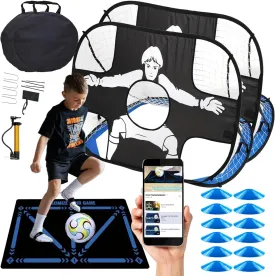 Soccer Goal for Backyard, 4'x3' Pop Up Soccer Goal, Football Target Practice for Young, Soccer Equipment with Portable Goal, Cones, Soccer Training Mat, Footstep Training