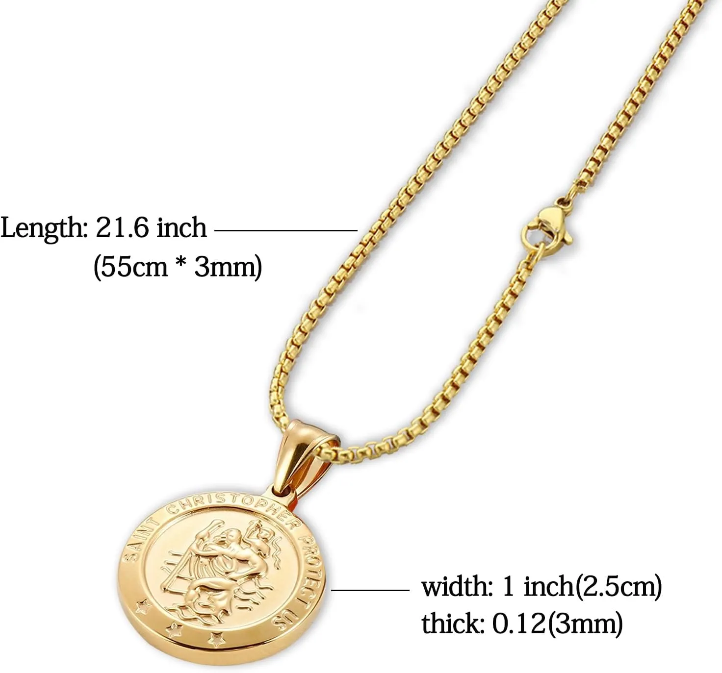 St Christopher Necklace Mens Womens,14k Stainless Steel Saint Christopher Pendant Silver Gold Religious Necklaces Perfect gifts for Family Parent Friend Patron Saint of Travellers