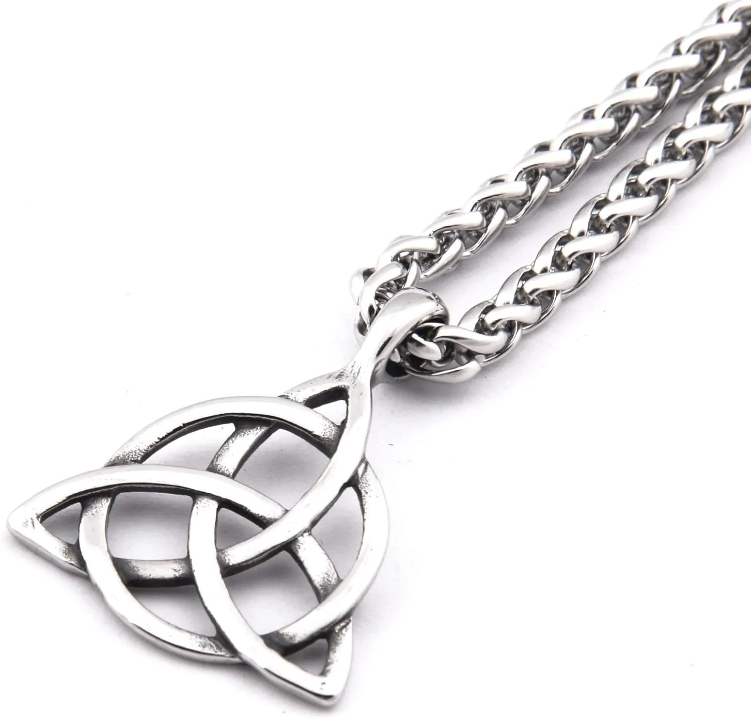 Stainless Steel Celtic Knot Triquetra Pendant Necklace Irish Trinity Knot Amulet Jewelry Men Women