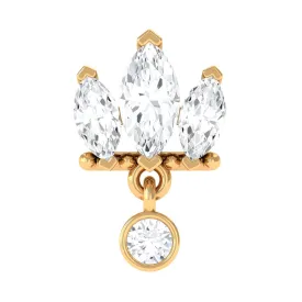 Three Marquise Shape Diamond Helix Drop Earring