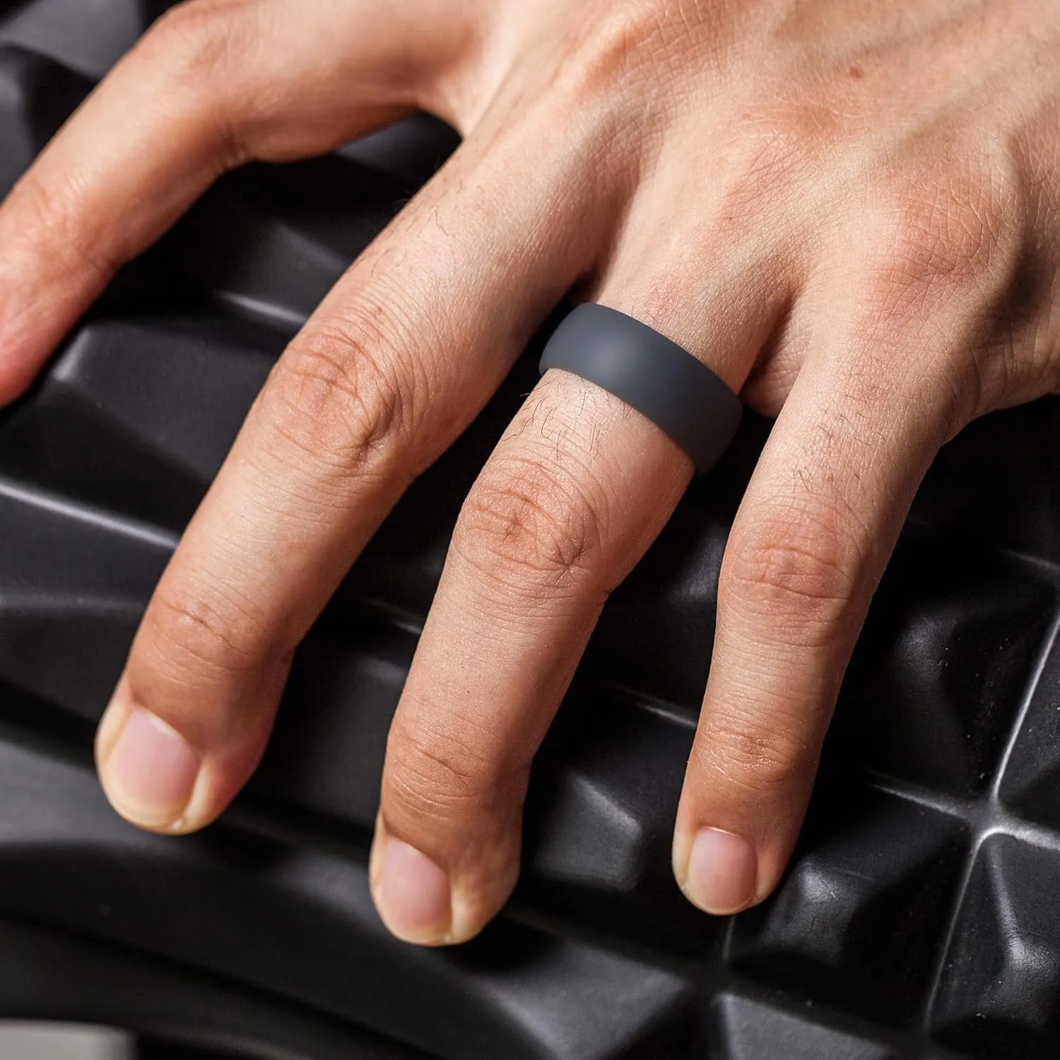 ThunderFit Men's Patterned Silicone Rings, 8mm Wide 2.2mm Thick Rubber Bands,Variety Multipack 1,4,7