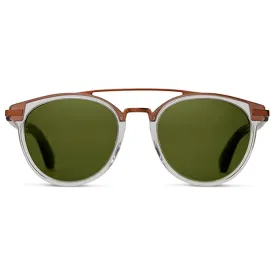 TOMS Unisex Clear Frame Bottle Green Lens Round Sunglasses - 10009607