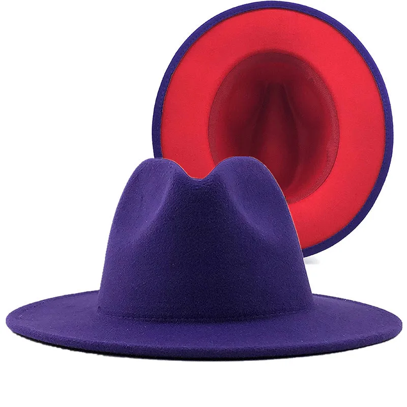 Two tone red bottom Fedora Hat