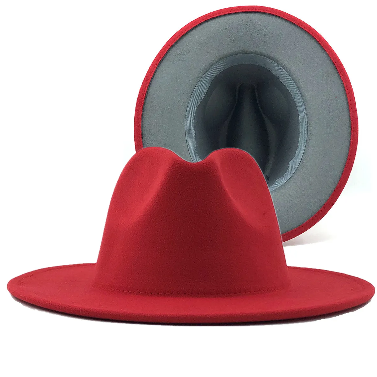 Two tone red bottom Fedora Hat