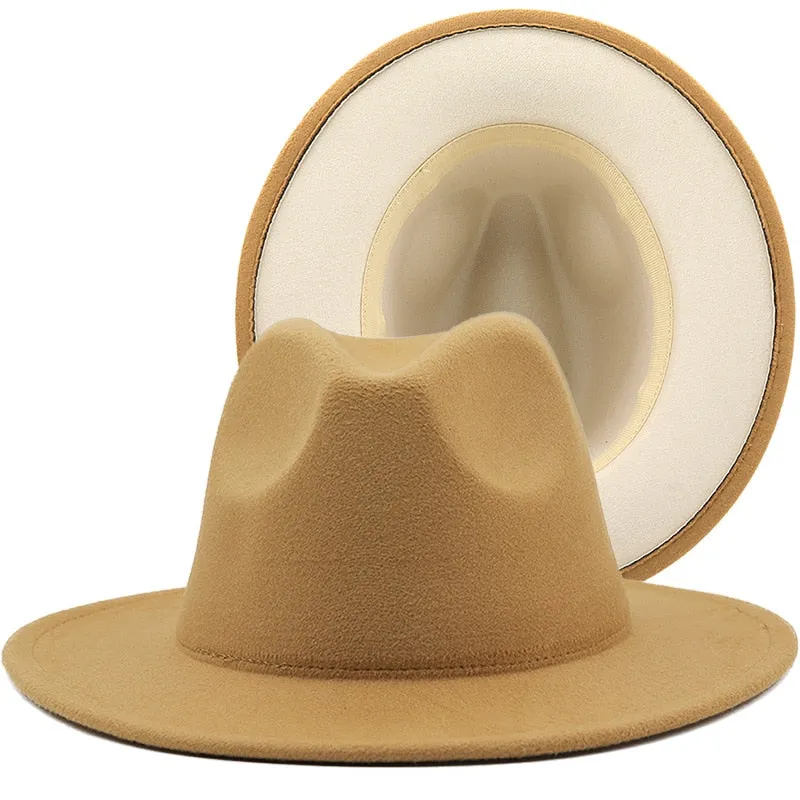 Two tone red bottom Fedora Hat