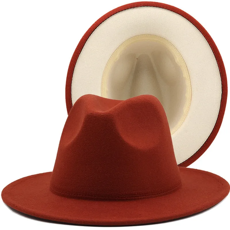 Two tone red bottom Fedora Hat