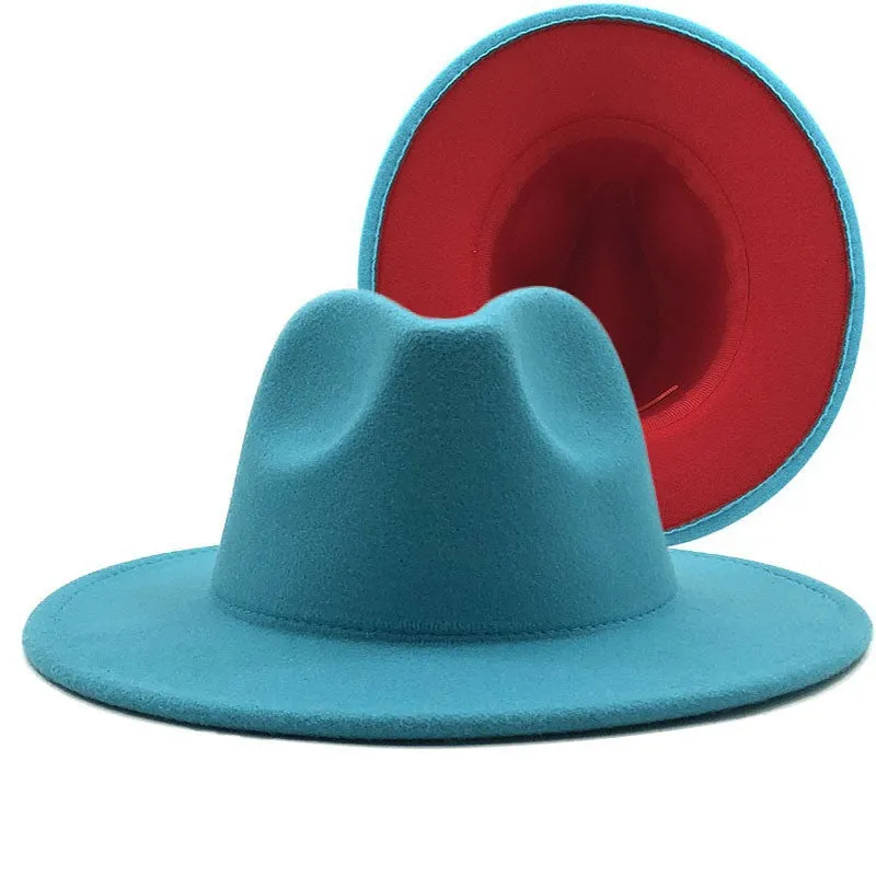 Two tone red bottom Fedora Hat