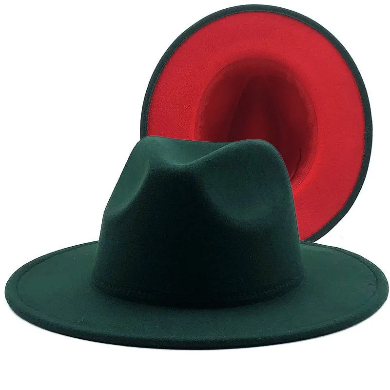 Two tone red bottom Fedora Hat