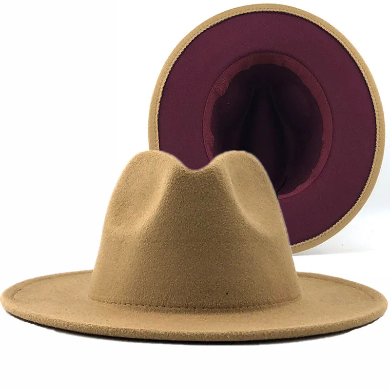 Two tone red bottom Fedora Hat