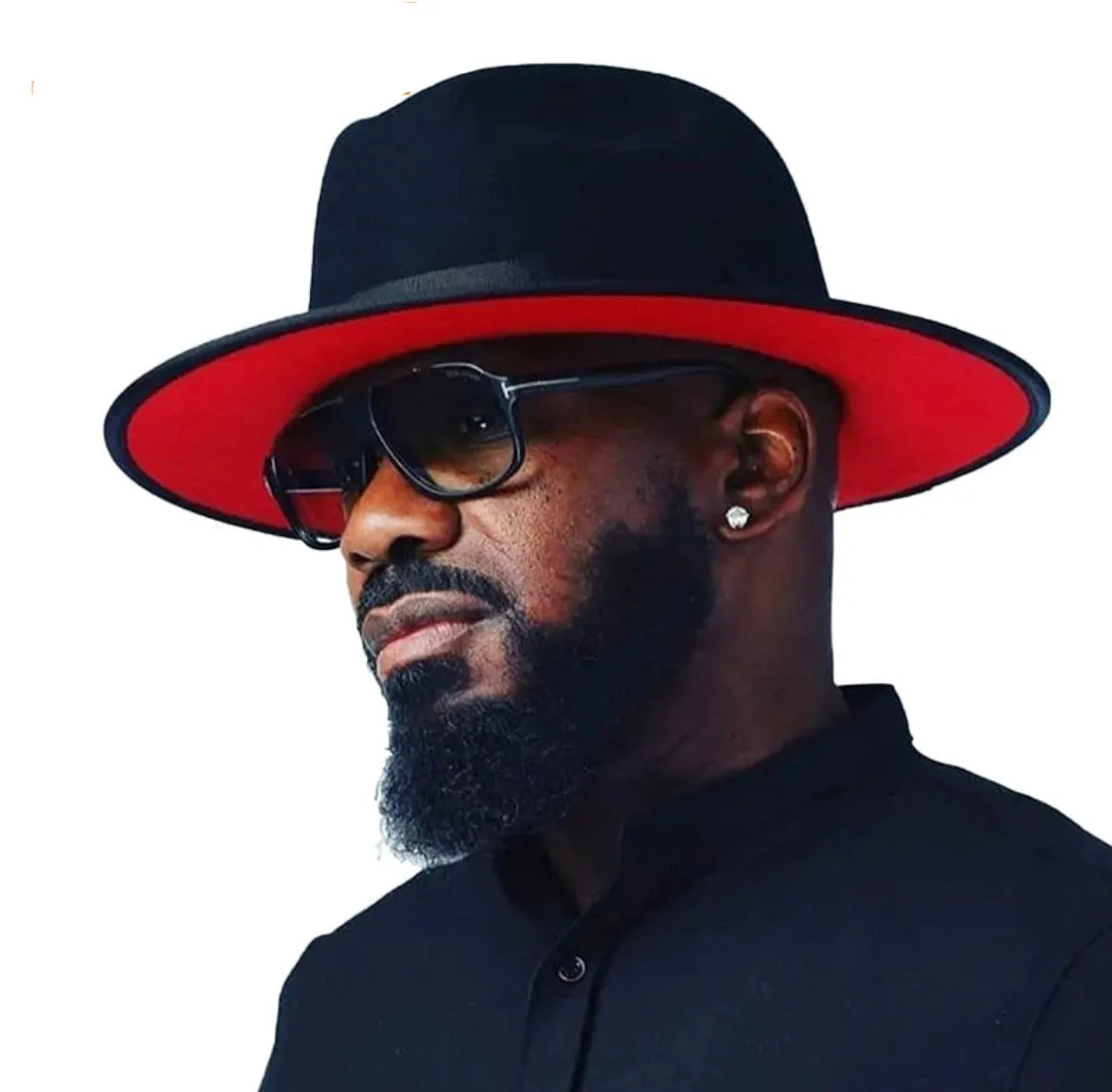 Two tone red bottom Fedora Hat