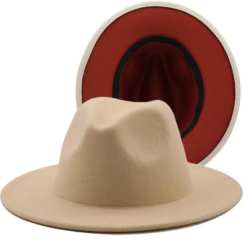 Two tone red bottom Fedora Hat