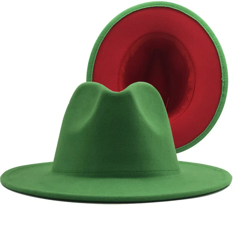 Two tone red bottom Fedora Hat
