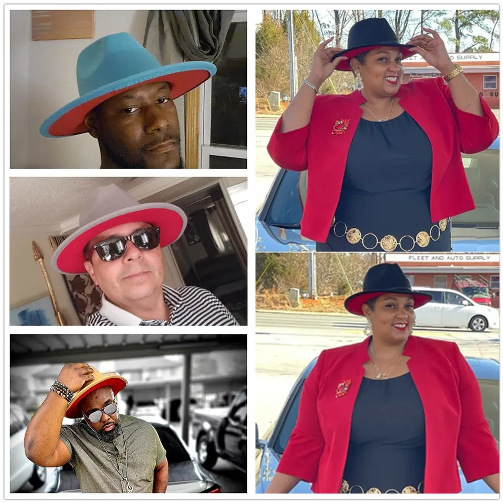 Two tone red bottom Fedora Hat