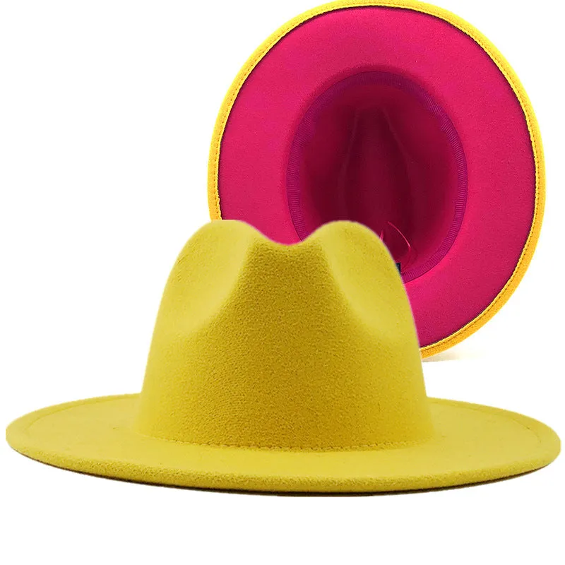 Two tone red bottom Fedora Hat