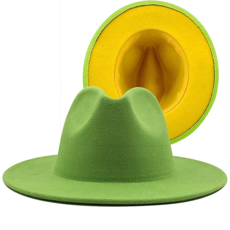 Two tone red bottom Fedora Hat