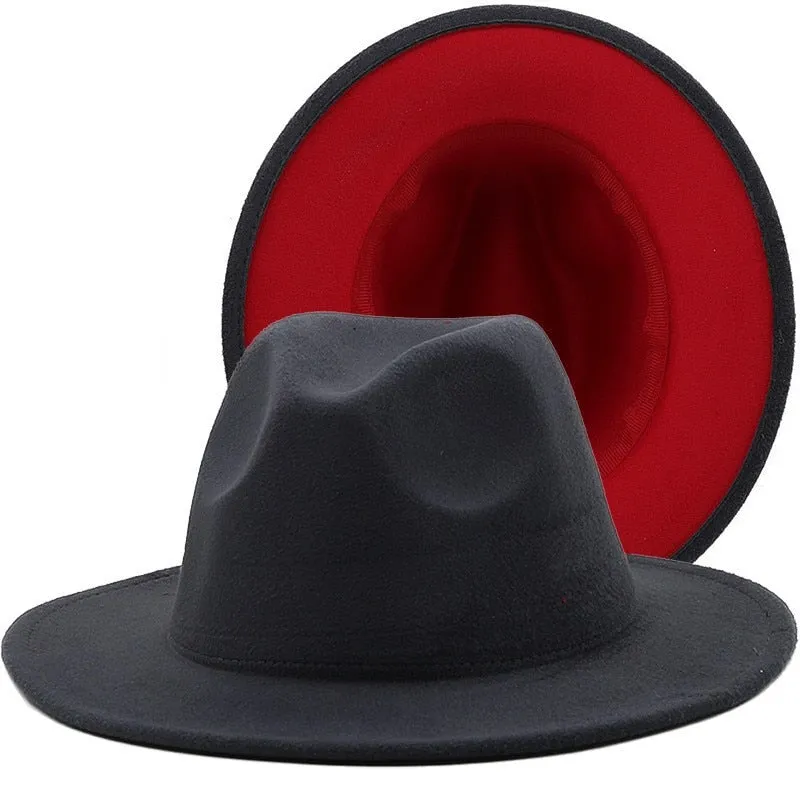 Two tone red bottom Fedora Hat