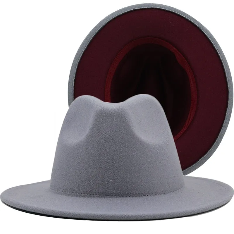 Two tone red bottom Fedora Hat