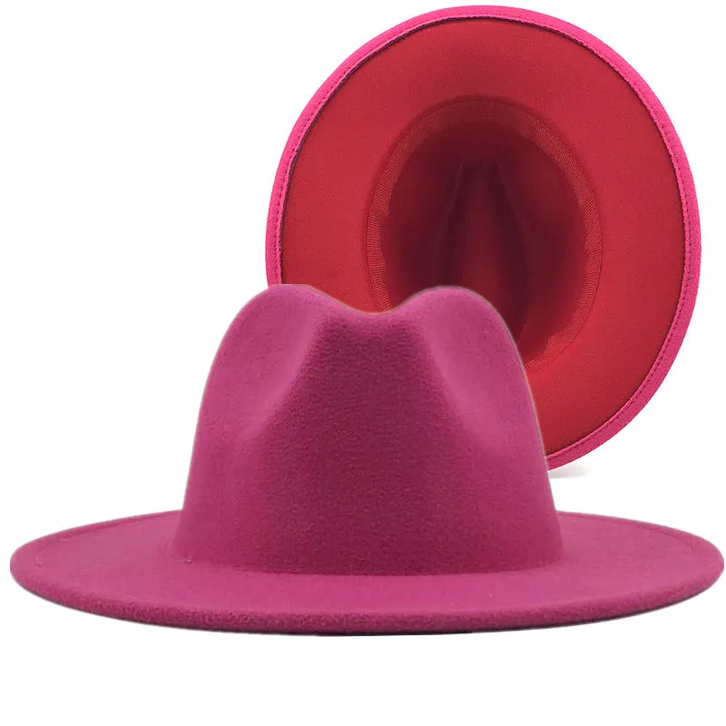 Two tone red bottom Fedora Hat