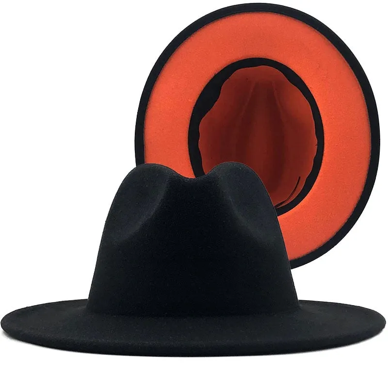 Two tone red bottom Fedora Hat