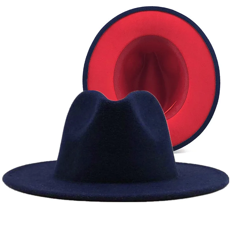 Two tone red bottom Fedora Hat