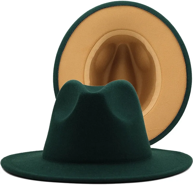 Two tone red bottom Fedora Hat