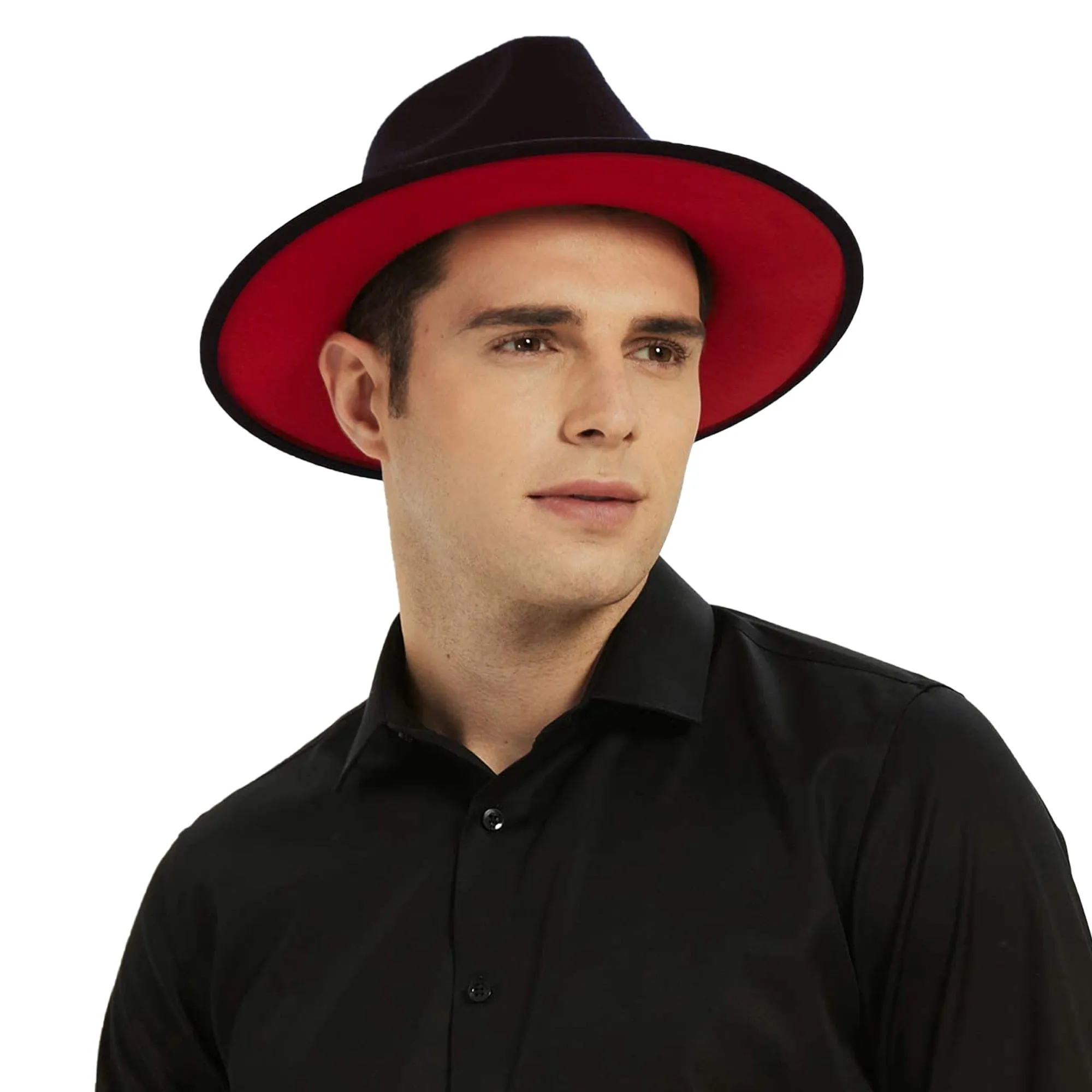 Two tone red bottom Fedora Hat