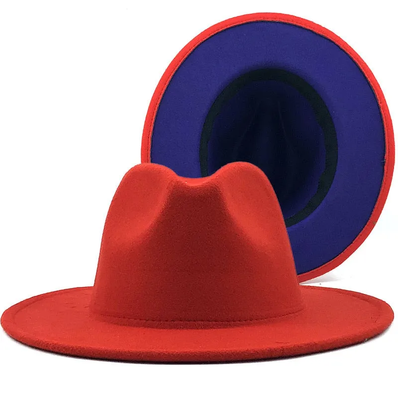 Two tone red bottom Fedora Hat