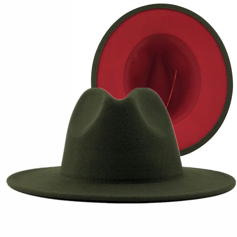 Two tone red bottom Fedora Hat