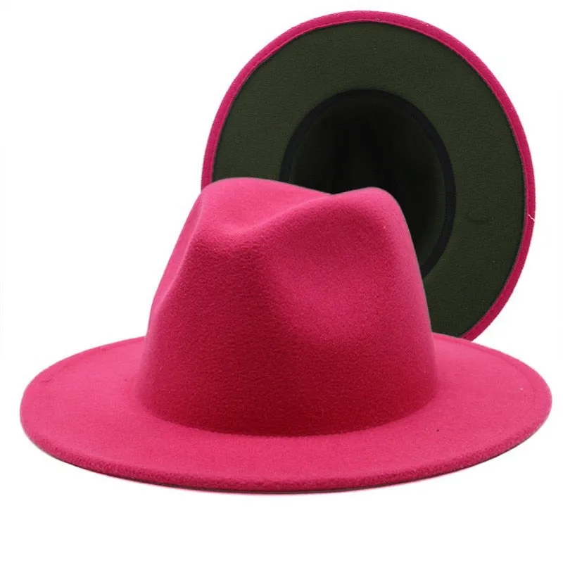 Two tone red bottom Fedora Hat
