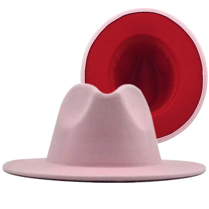 Two tone red bottom Fedora Hat