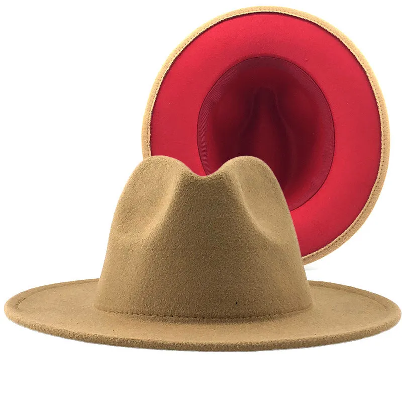 Two tone red bottom Fedora Hat
