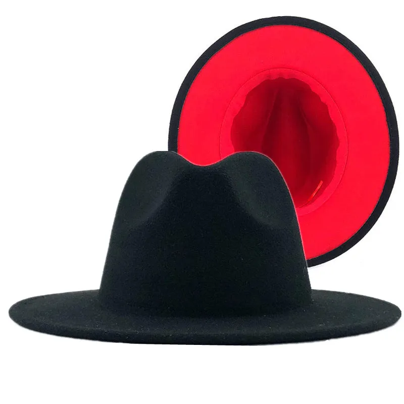 Two tone red bottom Fedora Hat