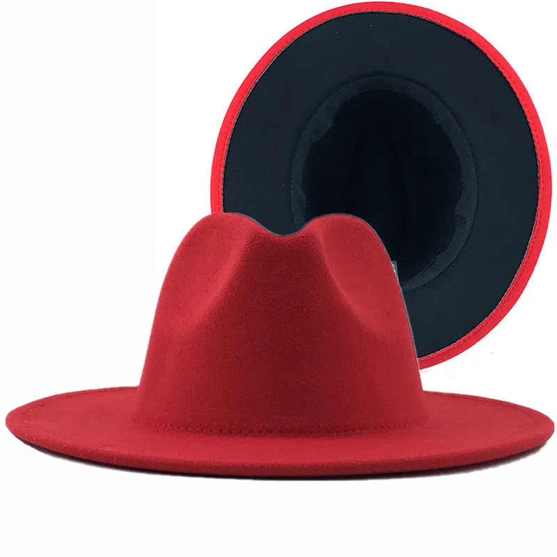 Two tone red bottom Fedora Hat