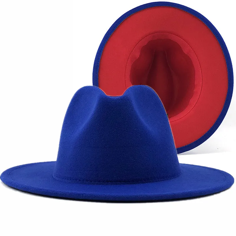 Two tone red bottom Fedora Hat