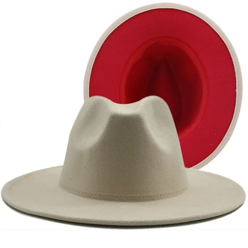 Two tone red bottom Fedora Hat