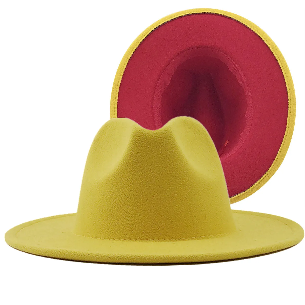 Two tone red bottom Fedora Hat