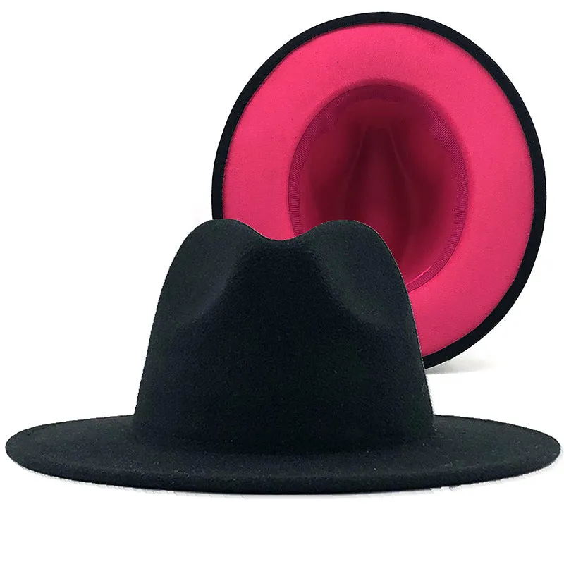 Two tone red bottom Fedora Hat