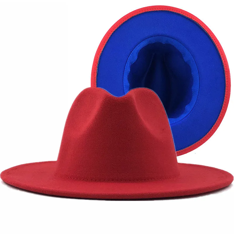 Two tone red bottom Fedora Hat