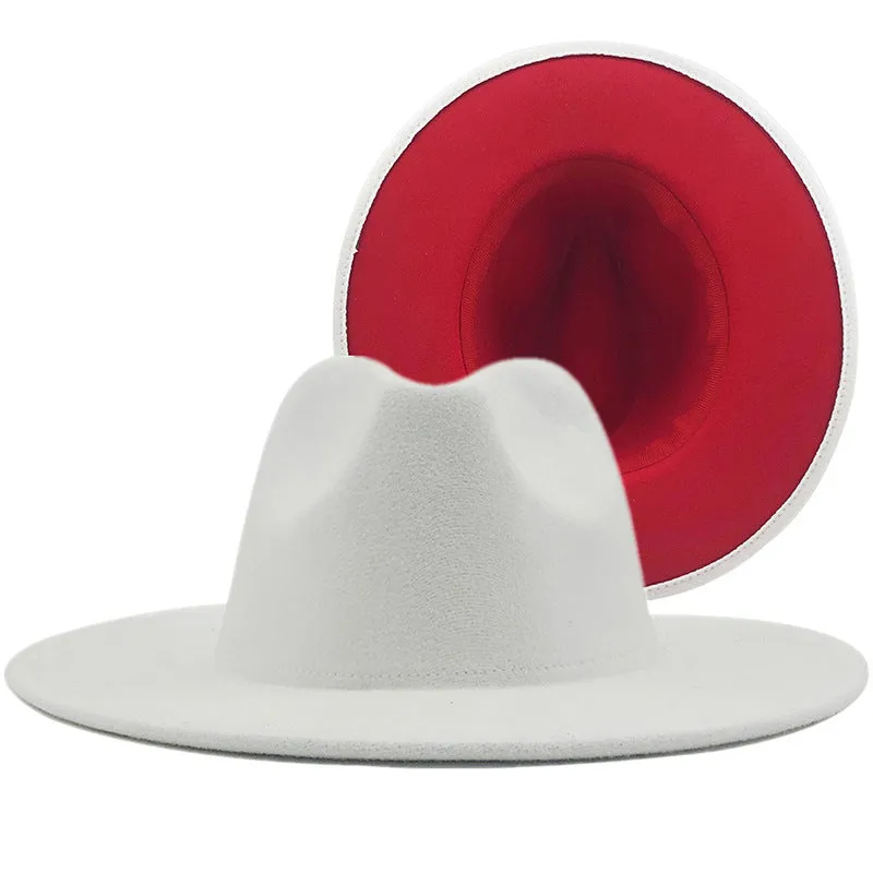 Two tone red bottom Fedora Hat