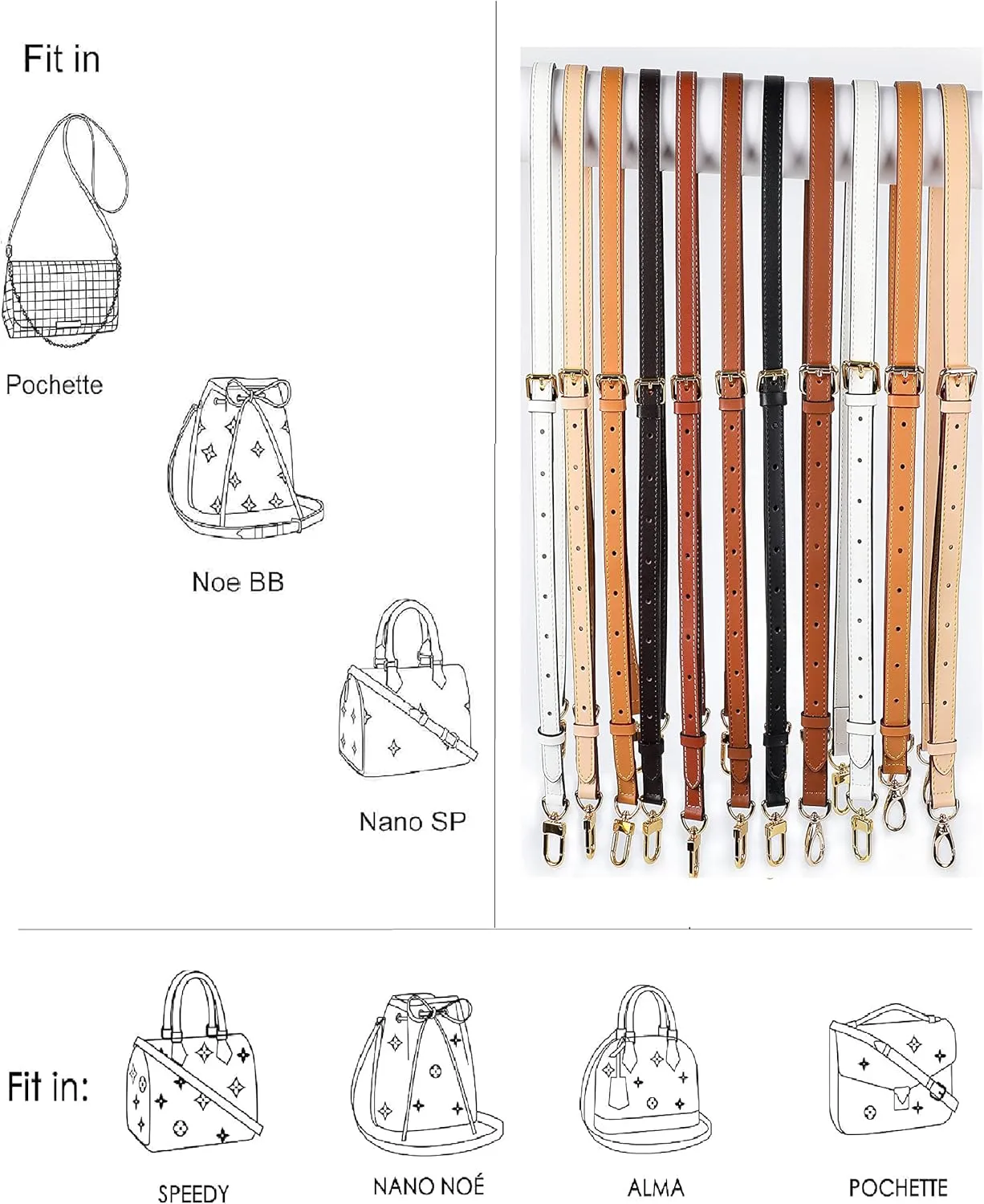 Vachetta Leather Adjustable Crossbody Strap for  women's crossbody handbags