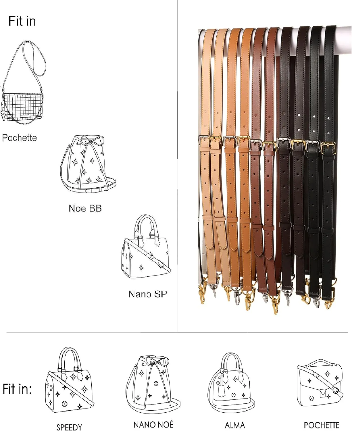 Vachetta Leather Adjustable Crossbody Strap for  women's crossbody handbags