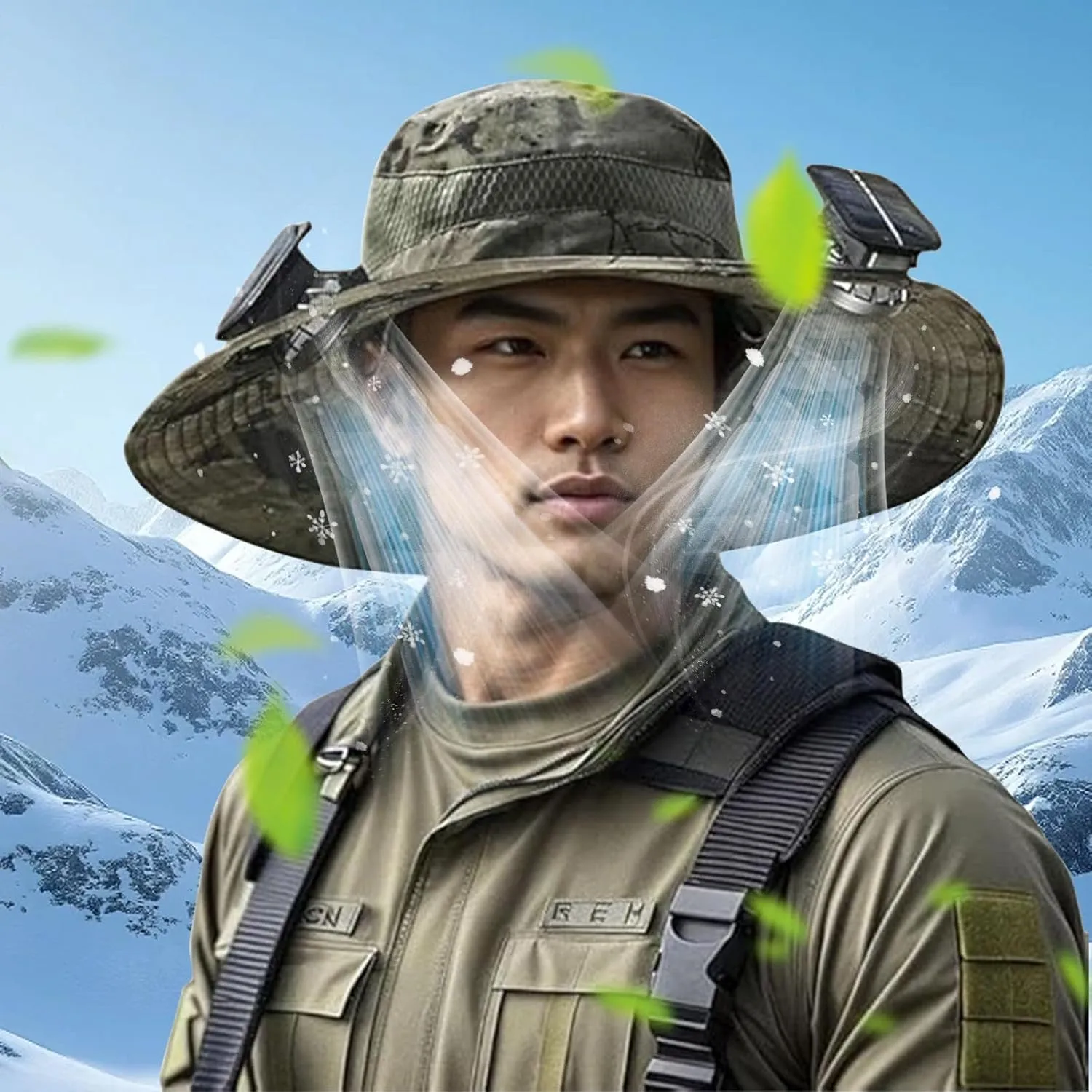 Wide Brim Solar Fan Hat for Men Women, Hat with Fans Solar Power, Removable & USB Charging Fan, Sun Hats Fishing