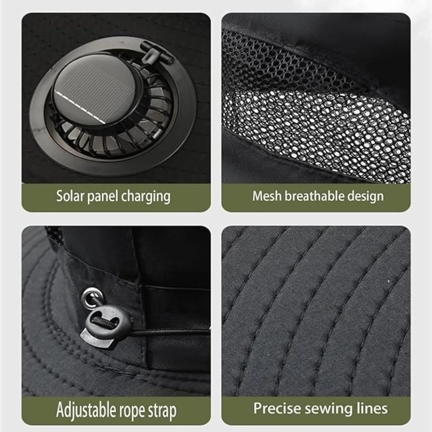 Wide Brim Solar Fan Hat for Men Women, Hat with Fans Solar Power, Removable & USB Charging Fan, Sun Hats Fishing