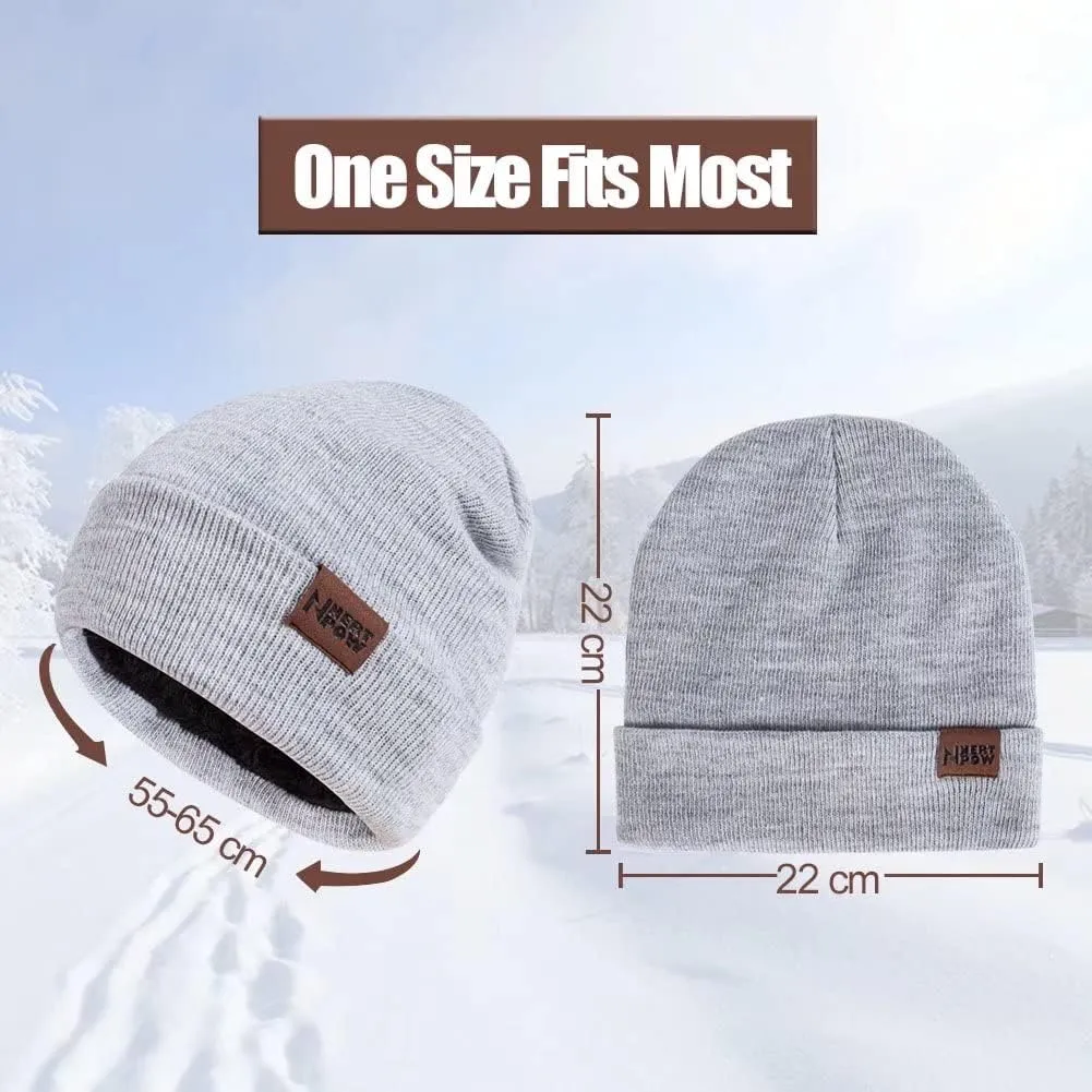 Winter 1-3 PCS Beanie Hat Gloves Scarf For Men And Women, Knit Fleece Lined Warm Touchscreen Gloves Beanie Infitiny Scarf Set