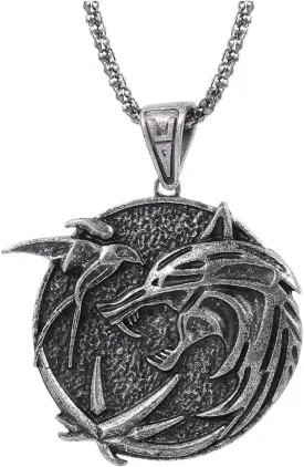 Witcher Necklace for Men Wolf Necklace for Men Witcher Medallion Necklace Wolf Jewelry Gifts for Men