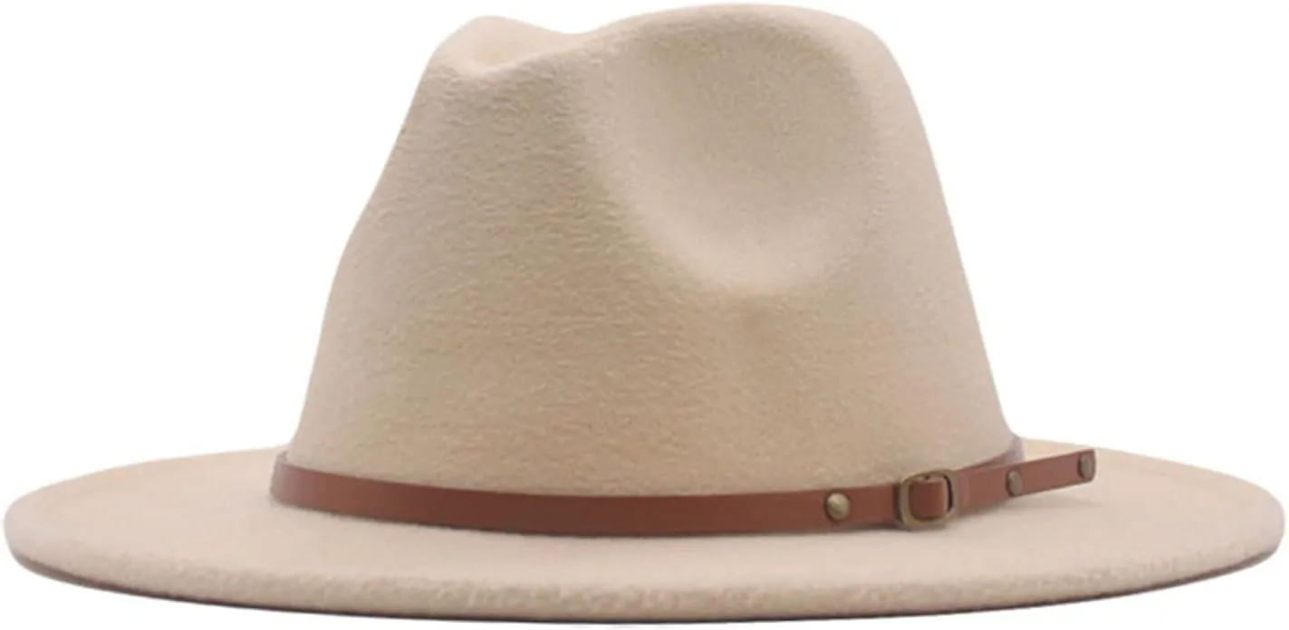 Womens Fedora Hat Wool Hat Classic Wide Belt Panama Hat with Buckle Floppy Baseball Caps Hats for Adults Elegant Women Hats